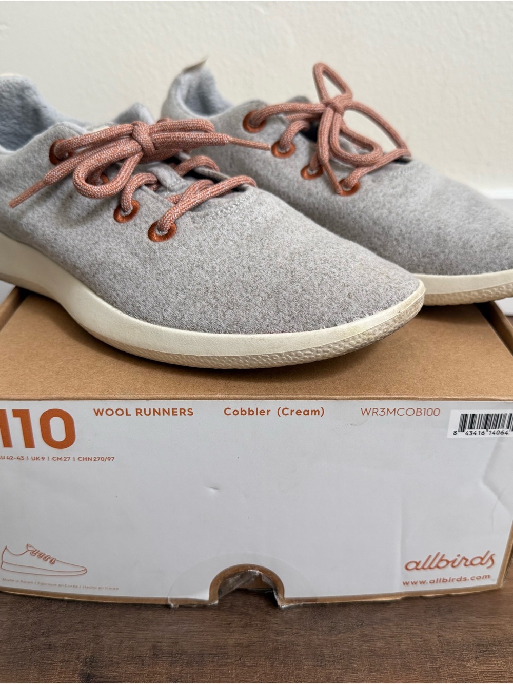 Size 10 Cream Allbirds Wool Runners
